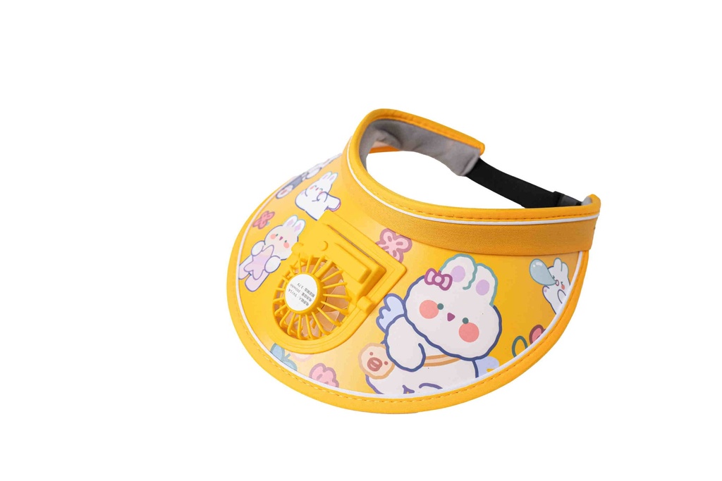Dětská čepice s kresleným ventilátorem, nabíjení přes USB.