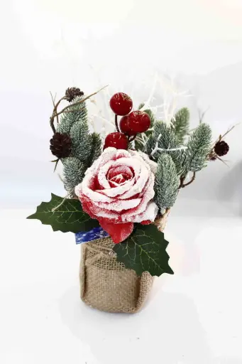 Snow covered roses for table decoration 12 pcs A11608