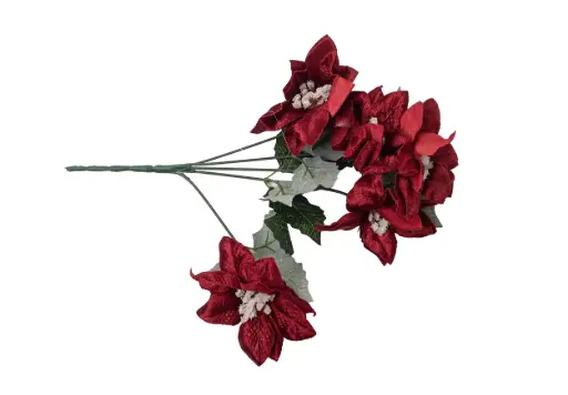 Velvet poinsettia flower 5 heads- A3652